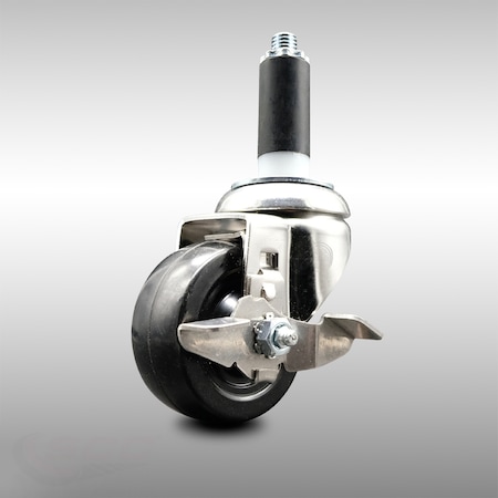Service Caster 3.5 Inch 316SS Soft Rubber Wheel Swivel 1 Inch Expanding Stem Caster Brake SCC-SS316EX20S3514-SRS-TLB-1
